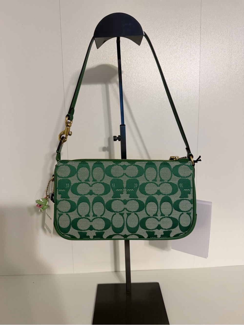 Coach Brain Dead Signature Jacquard Green Shoulder Bag